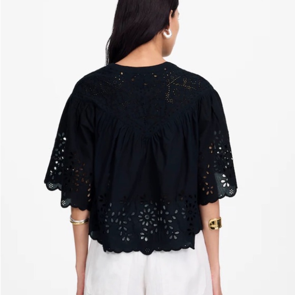 Madewell Embroidered Shirted Henley Top NWT - Picture 3 of 4